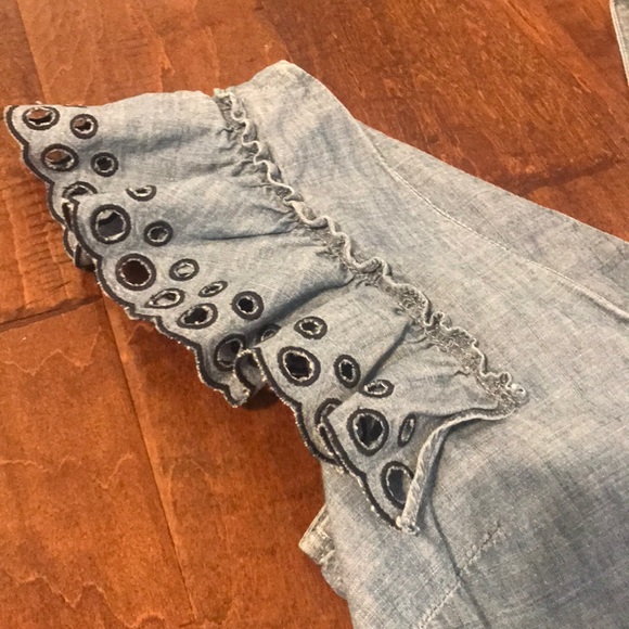 Like New J. Crew Torrey Chambray Ruffle Dress - Picture 7 of 10